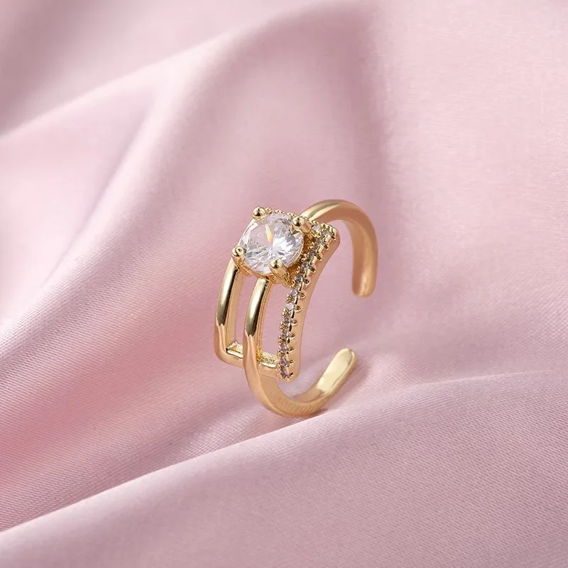 Adjustable Size Stainless Steel Rings For Women Engagement Wedding Ring Jewelry Accessories