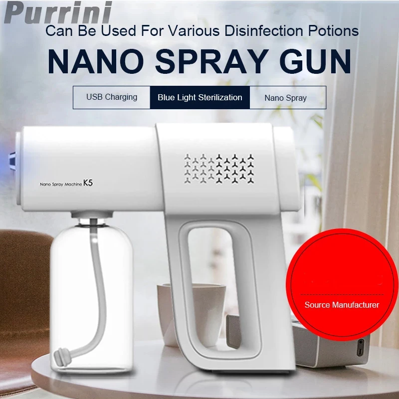 

K5 Pro Wireless Sanitizing Gun Electric Nano Blue Light Steam Mist Sprayer Sterilizer Machine USB Fogging Disinfection Spray Gun