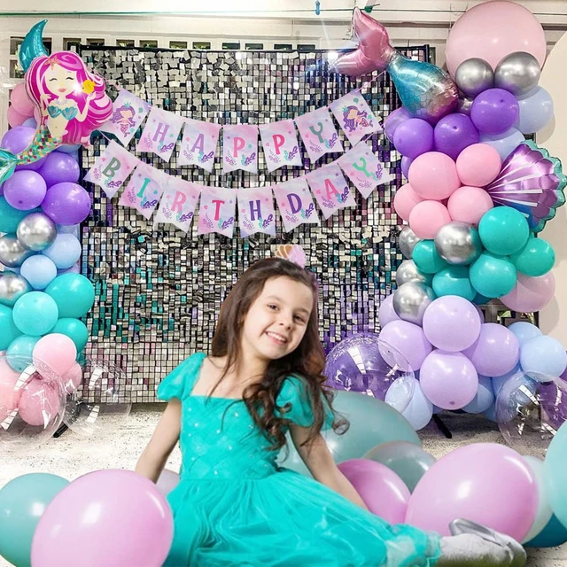Decoraciones de cumpleaños de sirena para niñas, Kit de guirnalda de globos  de sirena, pancarta de feliz cumpleaños, globos de sirena, decoración para  niñas S - AliExpress