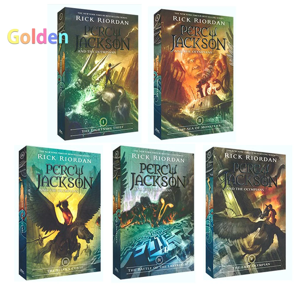 5 libri/set libro di lettura inglese Percy Jackson The olimpi libri di  romanzo originali inglesi set di libri illustrati in inglese per bambini -  AliExpress