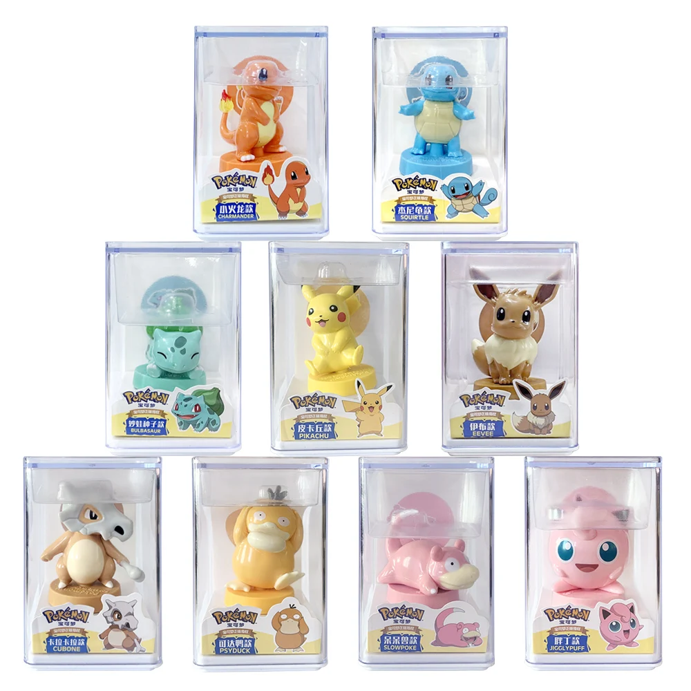 Genuine Pet Elf Pokemon Action Figure Toys Seal Pikachu Squirtle Charmander  Model Ornaments Dolls Stamp Toys For Kids - AliExpress