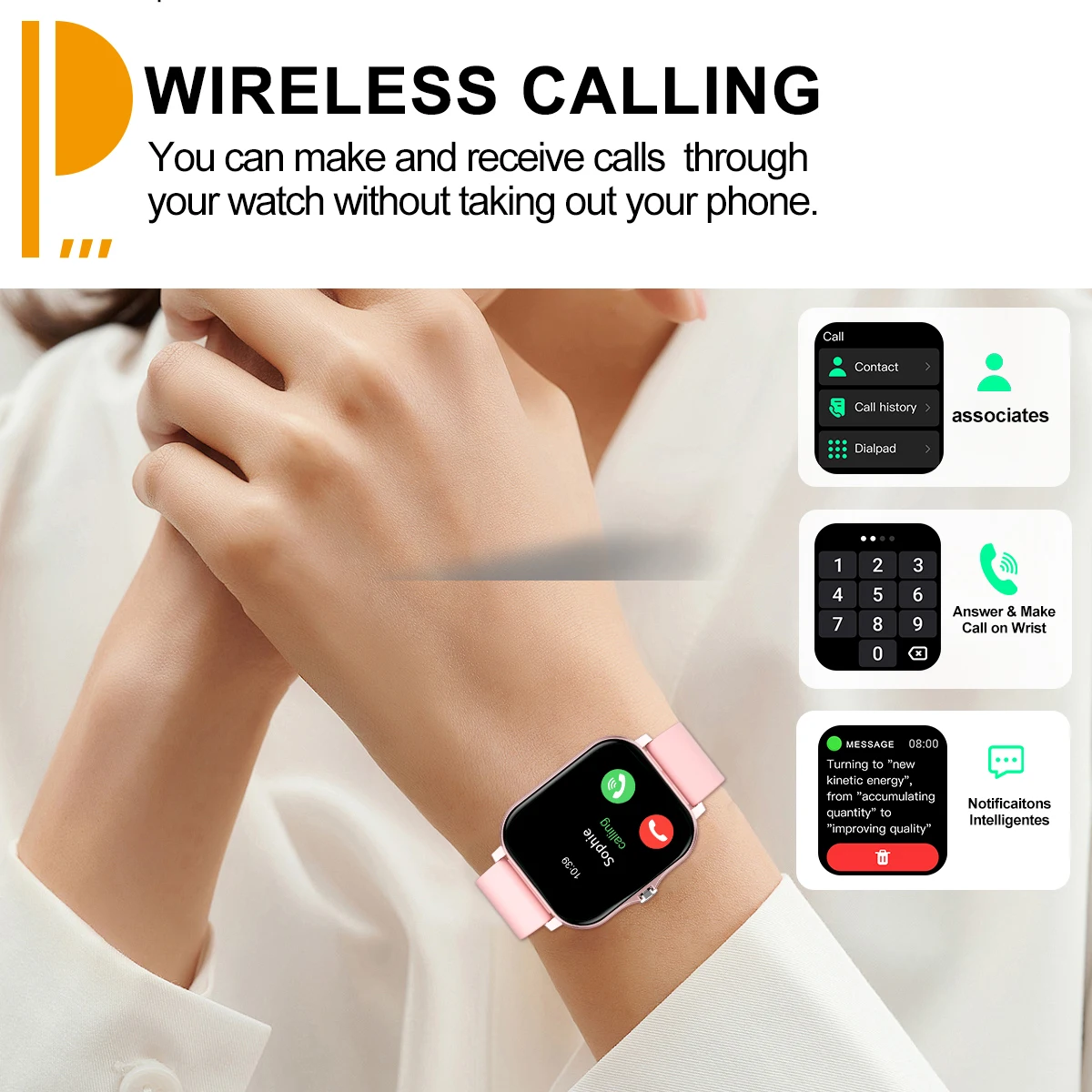Hot Smart watch, multi-function sports smart watch, wireless call/wireless music, multiple APP message reminders: 3 - 5 Days Free Delivery Only UK