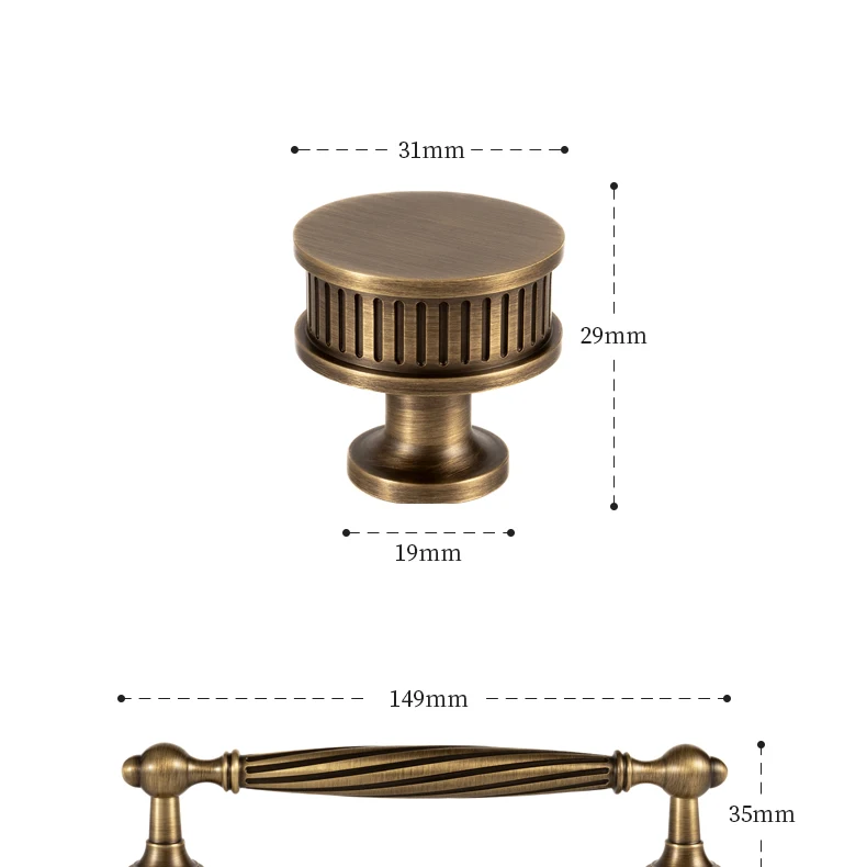 antique brass handle and knob furniture set