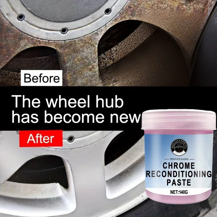 140g Chrome Plating Restoration Paste for Car Wheel Door Handle Window Metal Polish Auto Care External Maintenan Removes Rust