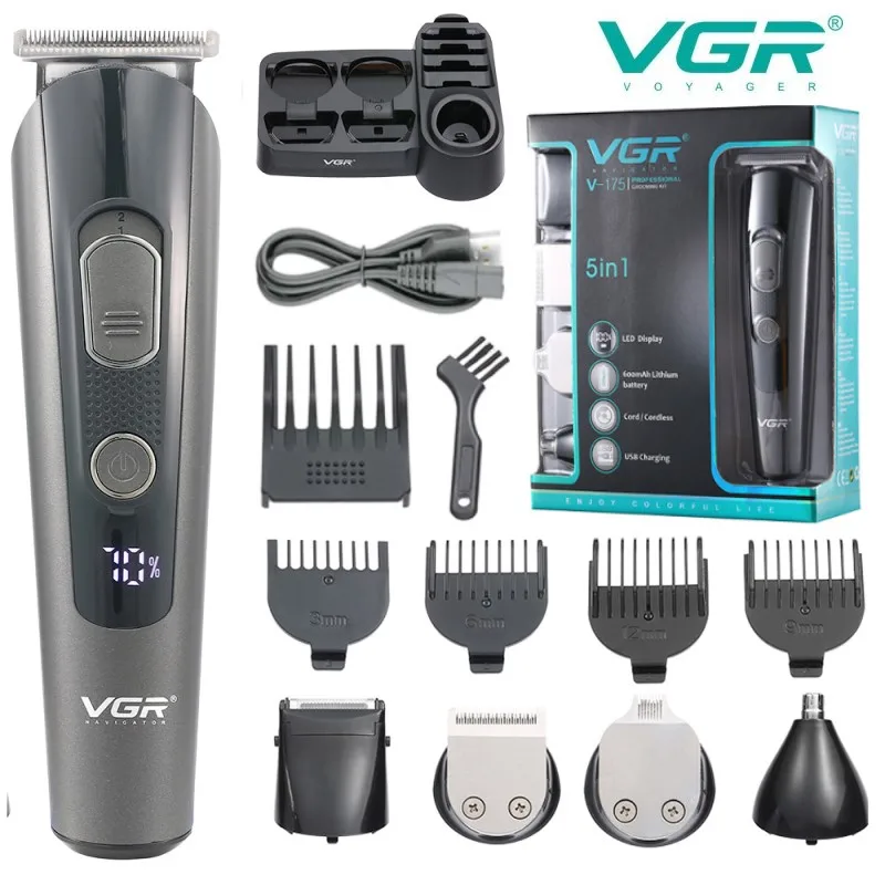 

VGR Hair Clipper Professional Hair Trimmer Cordless Barber Electric Hair Cutting Machine Multifunctional Clipper for Men V-175