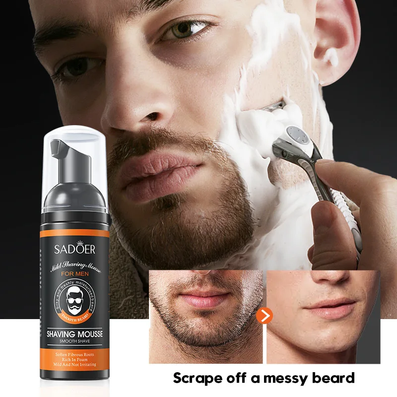 

60ml Men Shaving Mousse Mild Formula Soften Beard Root Relieve Pain Discomfort Smooth Shaving Perfect Shape Beard Shaving Foam