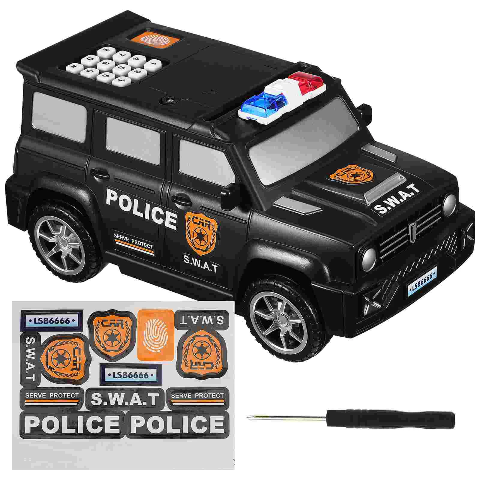 

Fingerprint Piggy Bank Toy Atm Unlock Locked Car Police Plastic Digital Child Money with Password