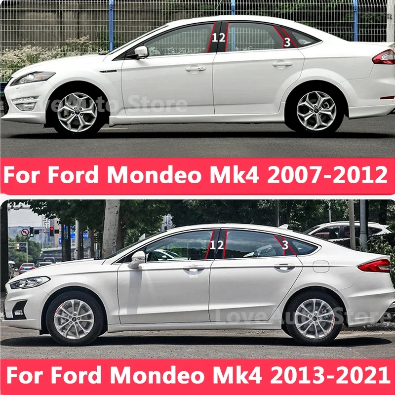 For Ford Mondeo Mk4 MK5 2007-2021 Car Window Central Column B C Pillar Cover Trim Sticker Exterior Frame Accessories 2007-2013