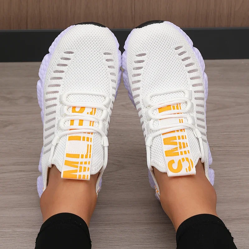 Women's Sports Shoes Mesh Lightweight Soft Sole Jogging Strap Breathable Fashion Sports Walking Casual Tennis Flat Shoes for Men 6
