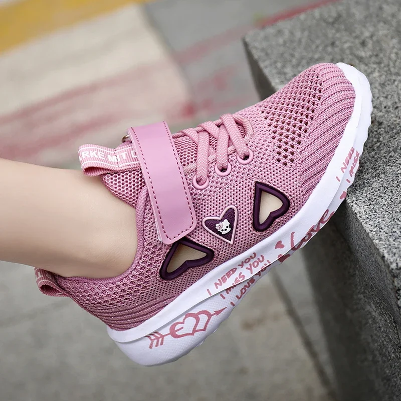 Children Girls Sneakers SPRING FLATS Shoes Tennis FOR Little Kids Summer Breathable Mesh Sport and Running Pink Shoes Purple