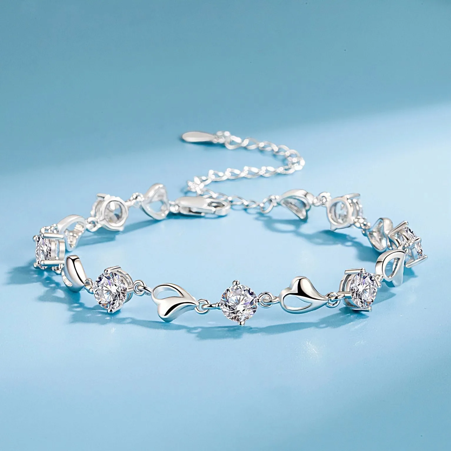 アクセサリー heart vintage silver 925 bracelet Vintage Sterling Silver Multi Heart Link Line Bracelet **RL