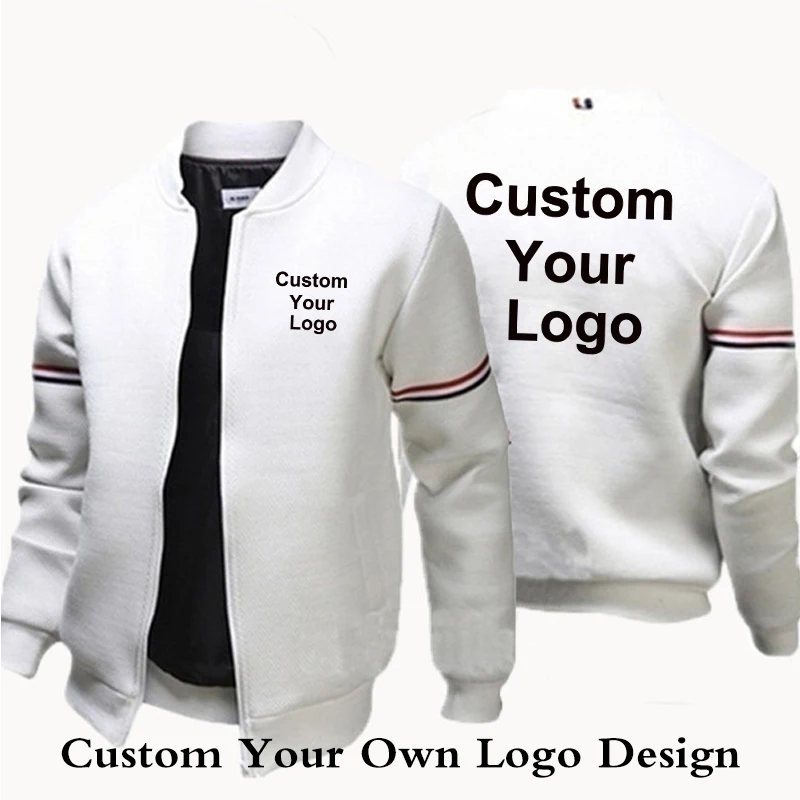 Men's Custom Logo Casual Jacket Spring Autumn Solid Fashion Slim Bomber Jacket Men Overcoat New Arrival Baseball Jackets Top