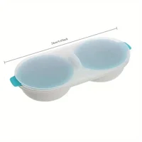 Poacher à œufs pour micro-ondes, double tasse, avec couvercle transparent, œufs cuits, matériau résistant aux aliments, cuiseur à œufs pour micro-ondes, 1 pièce 2