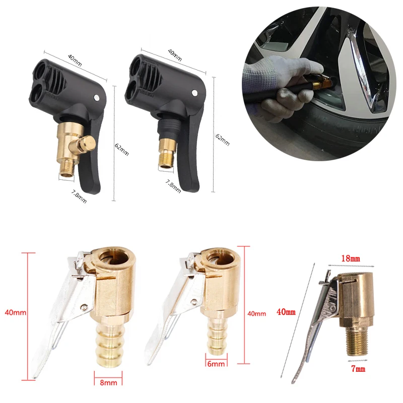 

Car Wheel Air Pump Chuck Clip Connector Adapter Tire Brass Air Chuck Inflator Pump Valve Clip Auto Repair Accessories 5 Kinds
