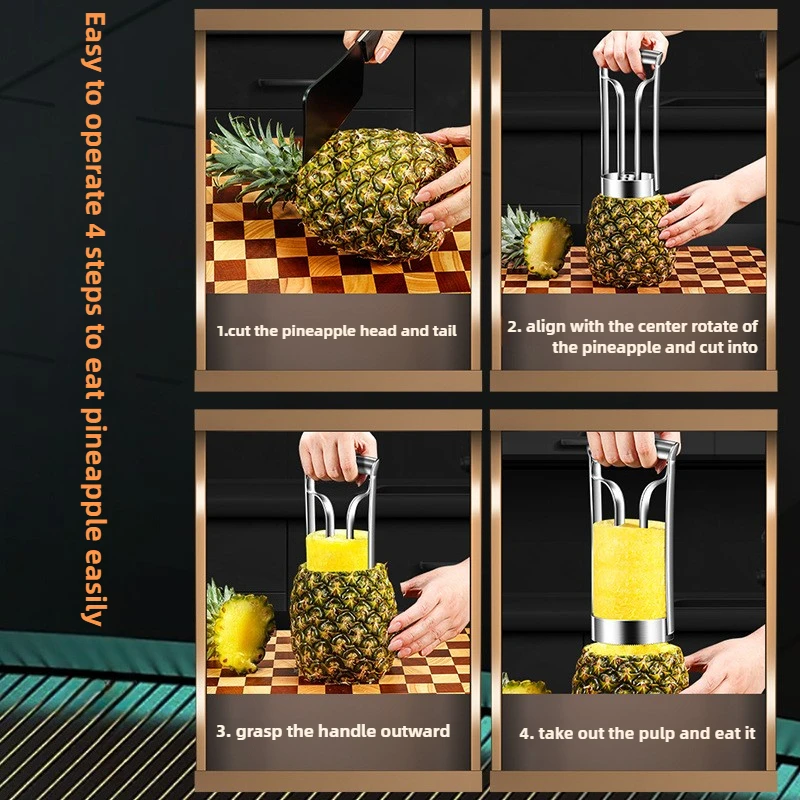 High Quality Kitchen Fruit Gadgets Stainless Steel Pineapple Corer Knife Eye Peeler Slicer Corer Peeling Pineapple Knife Cutter