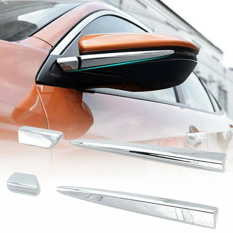 Chrome Side Door Rear View Mirror Pillar Trim Cover Anti-Rub Strips Stickers 4Pcs rearview mirror cover For Honda Civic