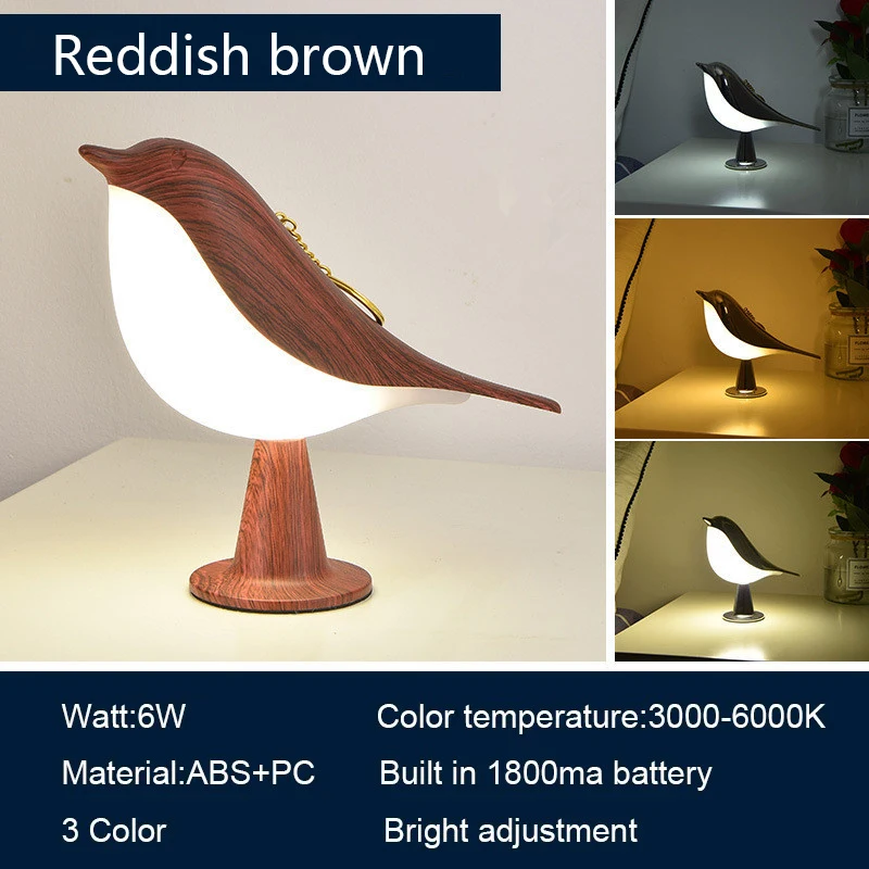 LED Night Light 3 Colors Touch Switch Bedside Light Dimmable Bird Lamps Lasting and Durable Protection Eye Warm Home Decorations 2