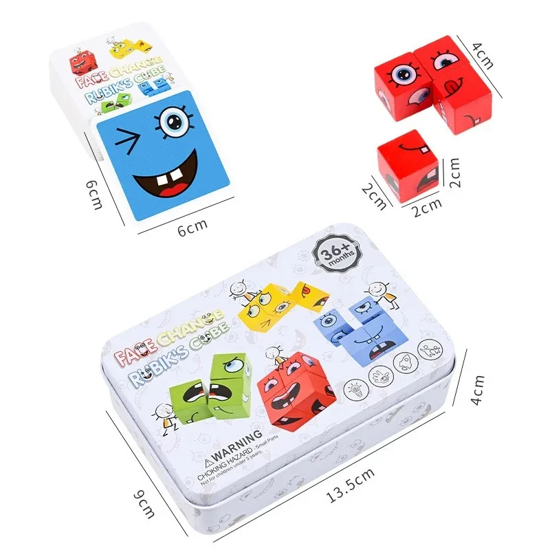 Kids Face Change Expression Puzzle Building Blocks Early Educational Toys for Children Children's thinking challenge toy gift images - 6