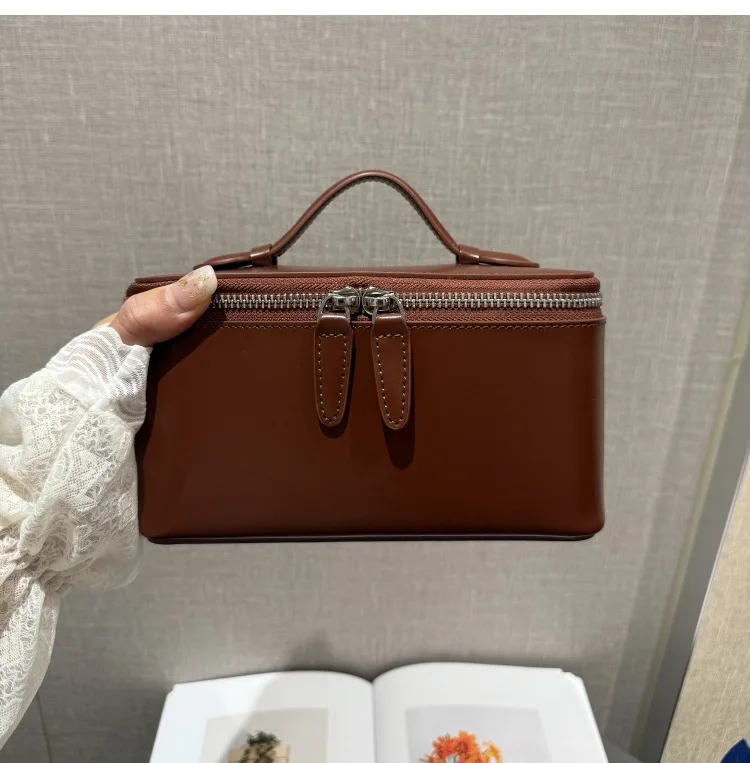 Tragbare Kosmetiktasche aus echtem Leder, große Kapazität, Organizer für Schmuck, Hautpflege, kleine Reise-Aufbewahrungstasche, Make-up-Tasche – Detail 14