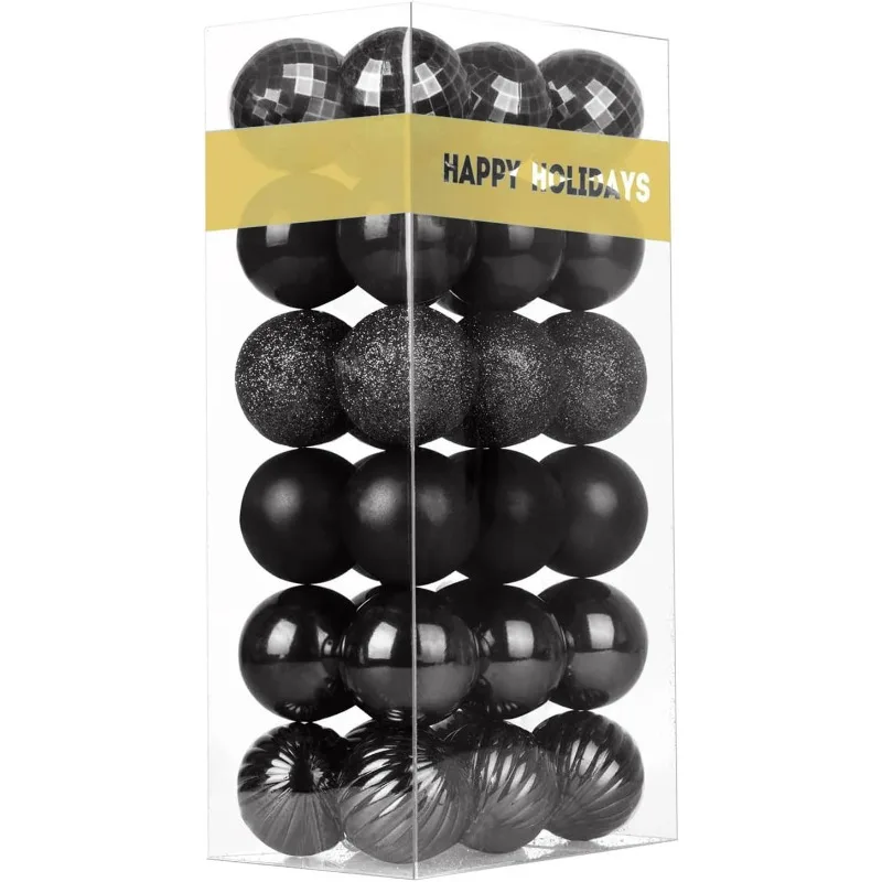 

36pcs set Black 1.6inch Small Christmas Balls Xmas Tree Ornaments Hanging Balls for Birthday Valentine Easter Wedding Decoration
