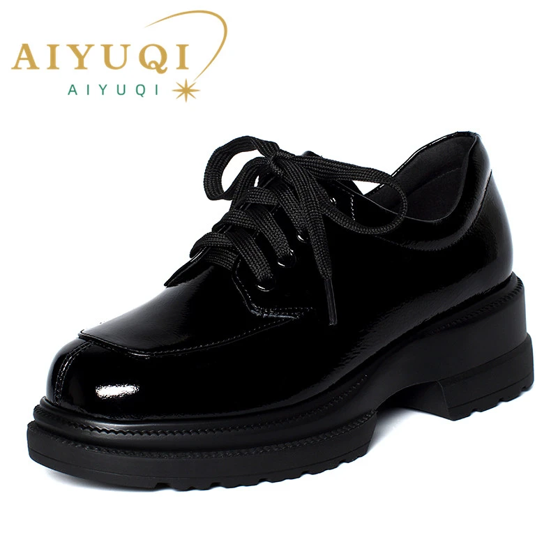 AIYUQI Women's Loafers 2022  New Lace-up Oxford Shoes Ladies Fashion Cowhide Spring Platform Ladies shoes heels shoes classic