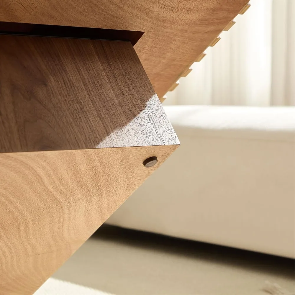 Walnut Coffee Table Modern Handcraft Drum Wooden Solid Wood Veneer Tea Tables for for Living Room Apartment, Coffee Table 6