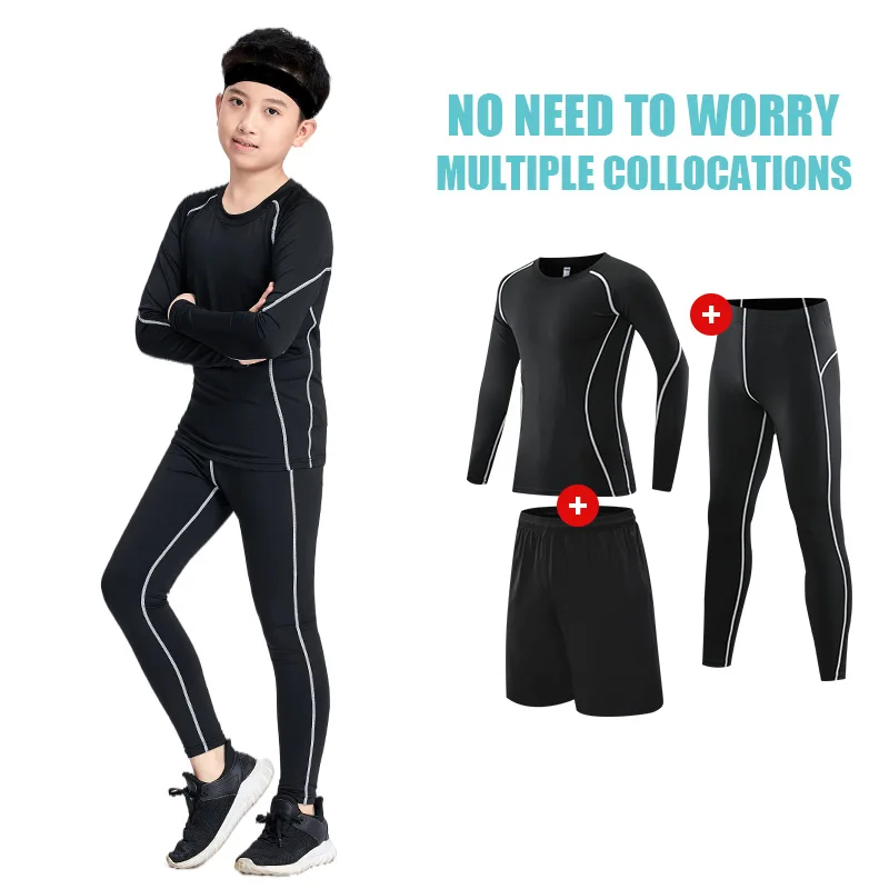 Sports Suit Kid's Running Tracksuit Tights Gym Fitness Compression Sports Suit