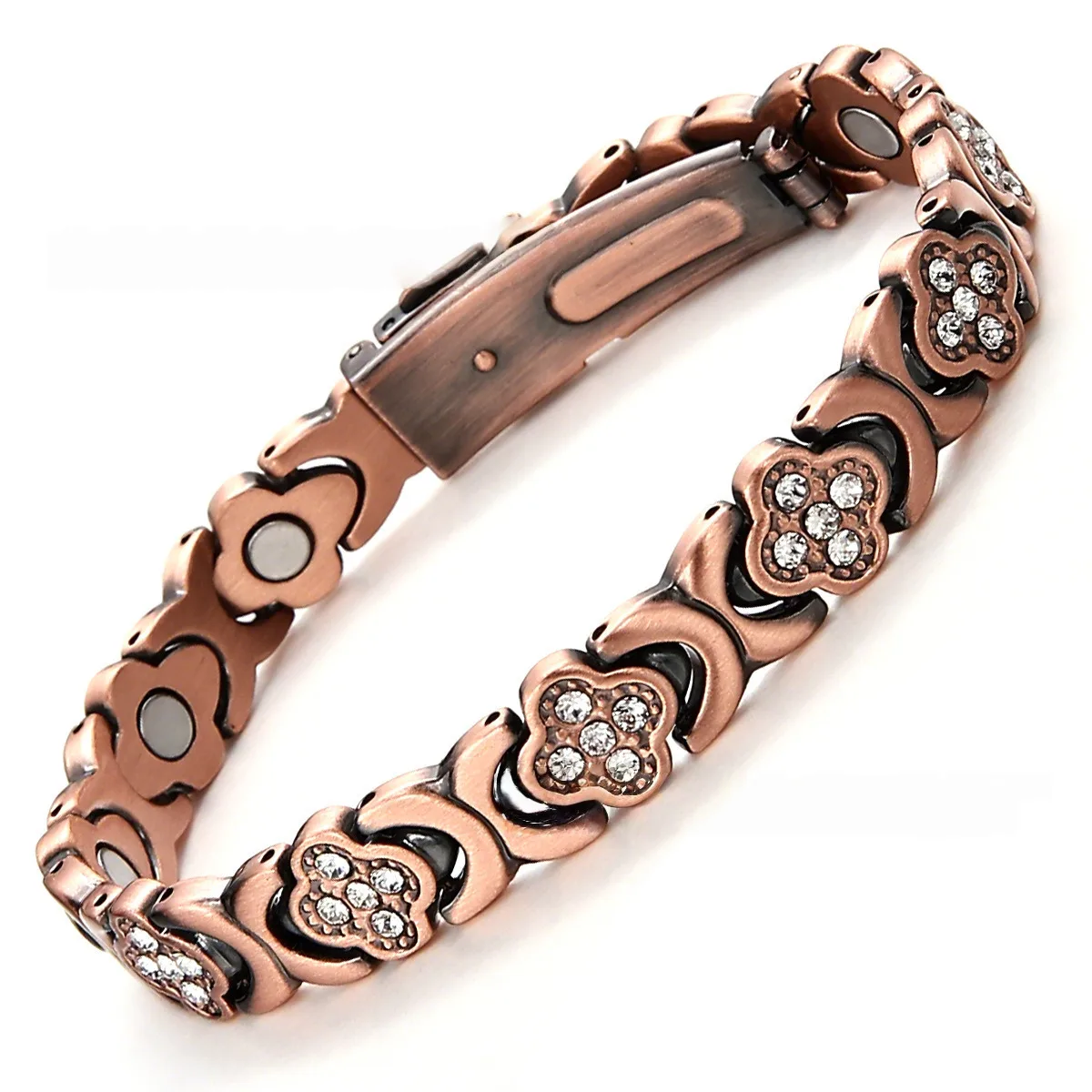 Lucky Grass Purple Copper Magnetic Bracelet Ladies' Copper Bracelet Titanium Steel Jewelry Gift