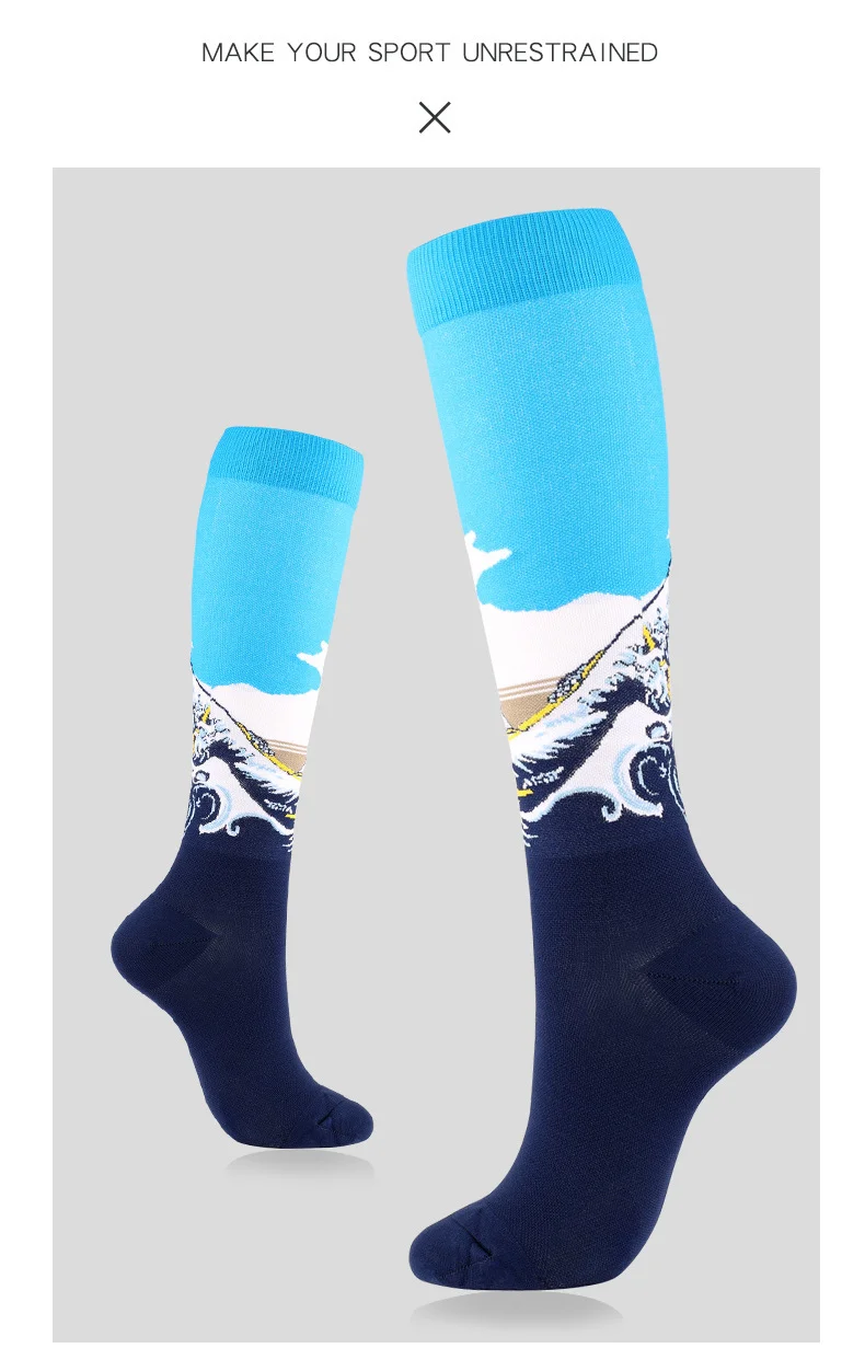 Neueste Kompression socken jit Mann Frau Öl Bein Drucks trümpfe Mona Lisa berühmte Malerei Nylon Kompresse Laufsport – Detail 6