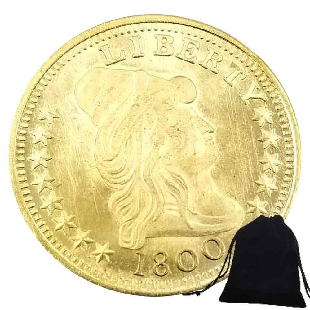 

Luxury 1800 Great US Liberty Peace Funny Couple Art Coin/Nightclub Decision Coin/Good Luck Commemorative Pocket Coin+Gift Bag