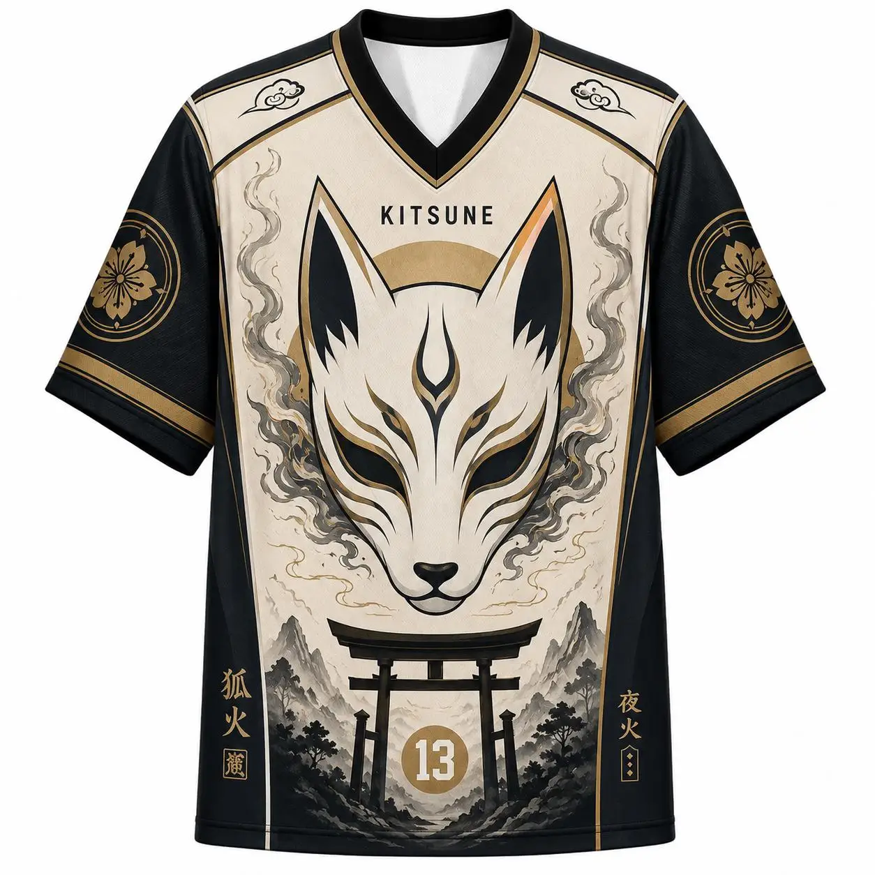 2026 Sommer Mode Retro Japanischer Stil Fuchs-Design 3D-Druck Outdoor Freizeit Fitness-Stil V-Ausschnitt T-Shirt Übergröße