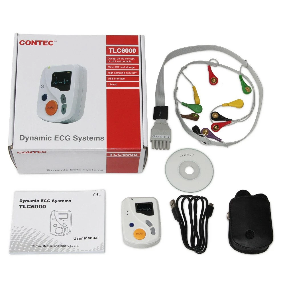 CONTEC Dynamic 12 Leads ECG Holter Systems 48 Hours Recorder,2GB Card,​Analyzer Software(Download Online) TLC6000