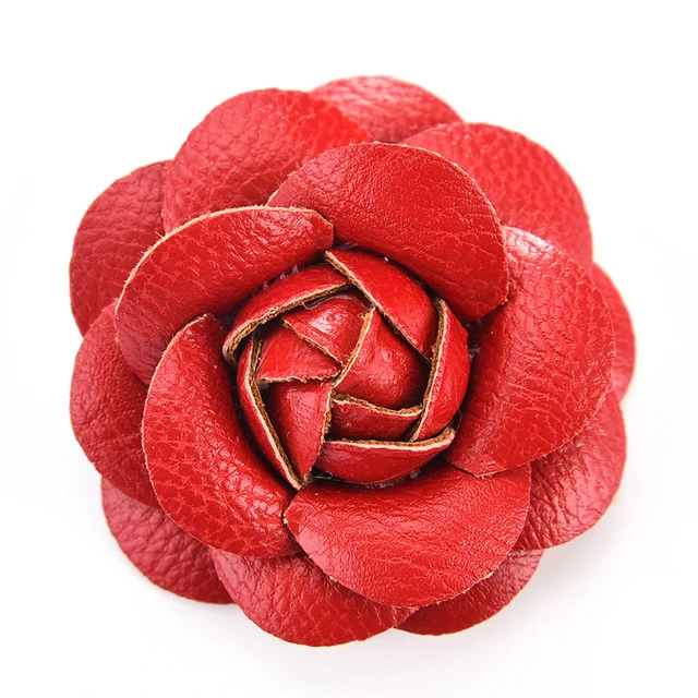 Pu Leather Women Accessories  Brooch Women Flower Camellia - New Korean  Handmade - Aliexpress