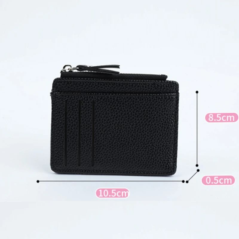 Mini Zipper Card Bag Slim ID Bank Purse Wallet Credit Organizer Portable Small Slim Ultra-thin Short Purse Men Black