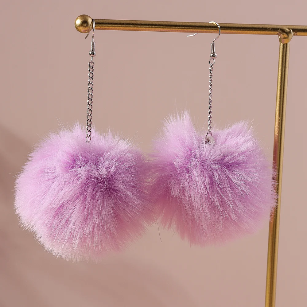 Aihua Colorful Fluffy Fur Pom Pom Earrings Soft Faux Rabbit Fur Ball Earrings for Women Kids Jewelry Gifts stud earrings dangle earrings hoop earrings drop earrings pendant earrings long earrings animal earrings golden earrings dome teardrop earrings safety pin earrings crystal tassel earrings crystal earrings fruit design earrings