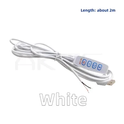 Dual Color USB Dimmer Switch Cable with On/Off Control and Adjustable Brightness for Tricolor Light Strips (White - Shell)