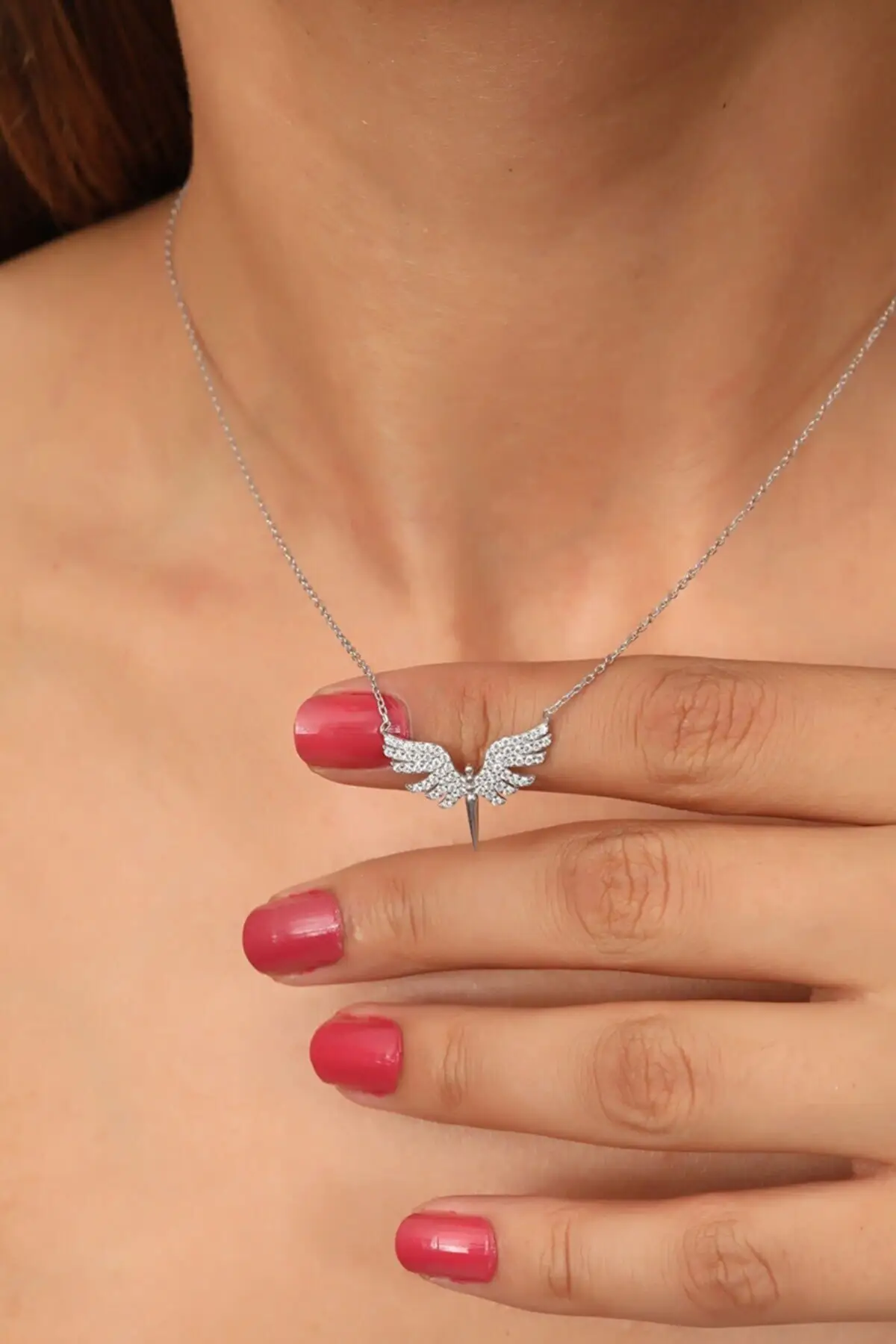 

Women's 925 Sterling Silver Chain White Stone Michael Angel Necklace