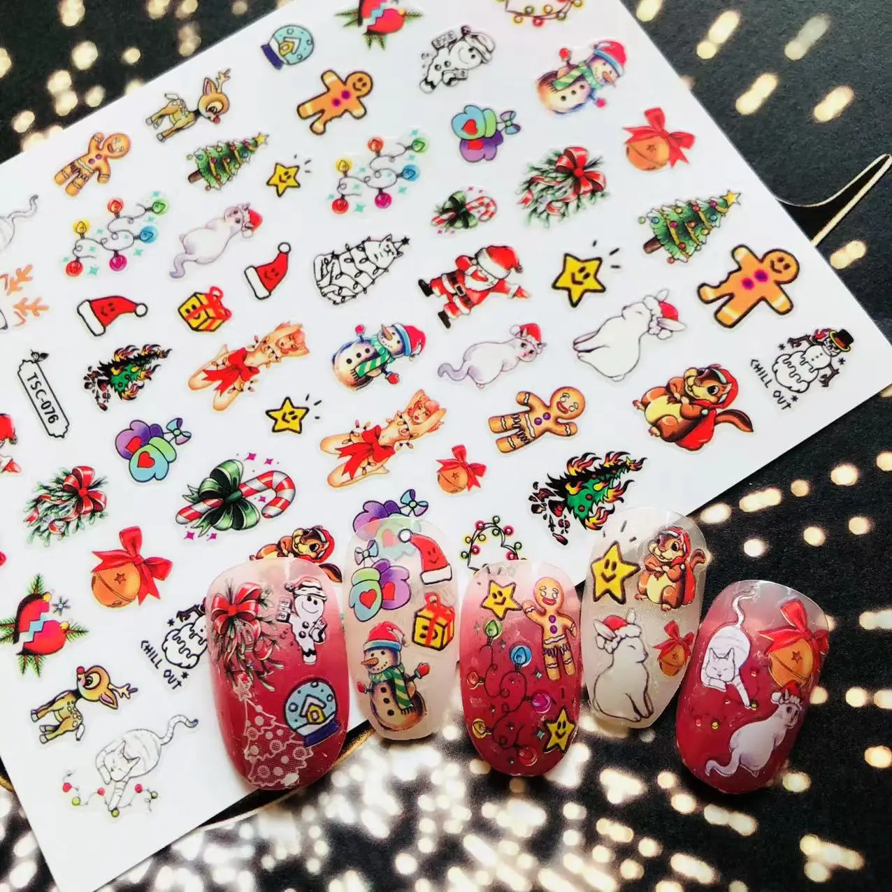 

TSC-76 XMAS New Year Christmas Design 3d nail art stickers decal template diy nail tool decorations