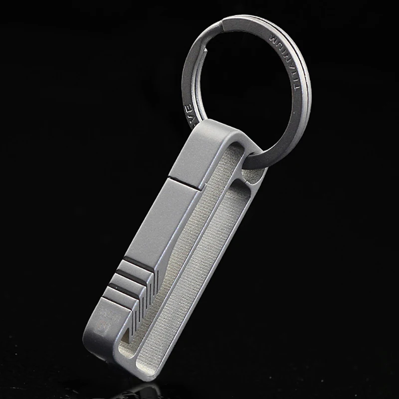 Luxury Titanium Men Belt Car Key Chain Upscale Ultra Lightweight EDC Waist Hanging Key Ring Holder Keychain Buckle Best Gift
