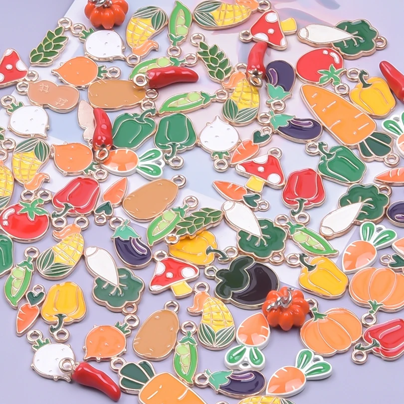 30pcs Enamel Alloy Kawaii Shell Starfish Fruit Cosmetics Starry Sky Diy Women Bracelet Jewelry Making Mix Pendant Accessories 5