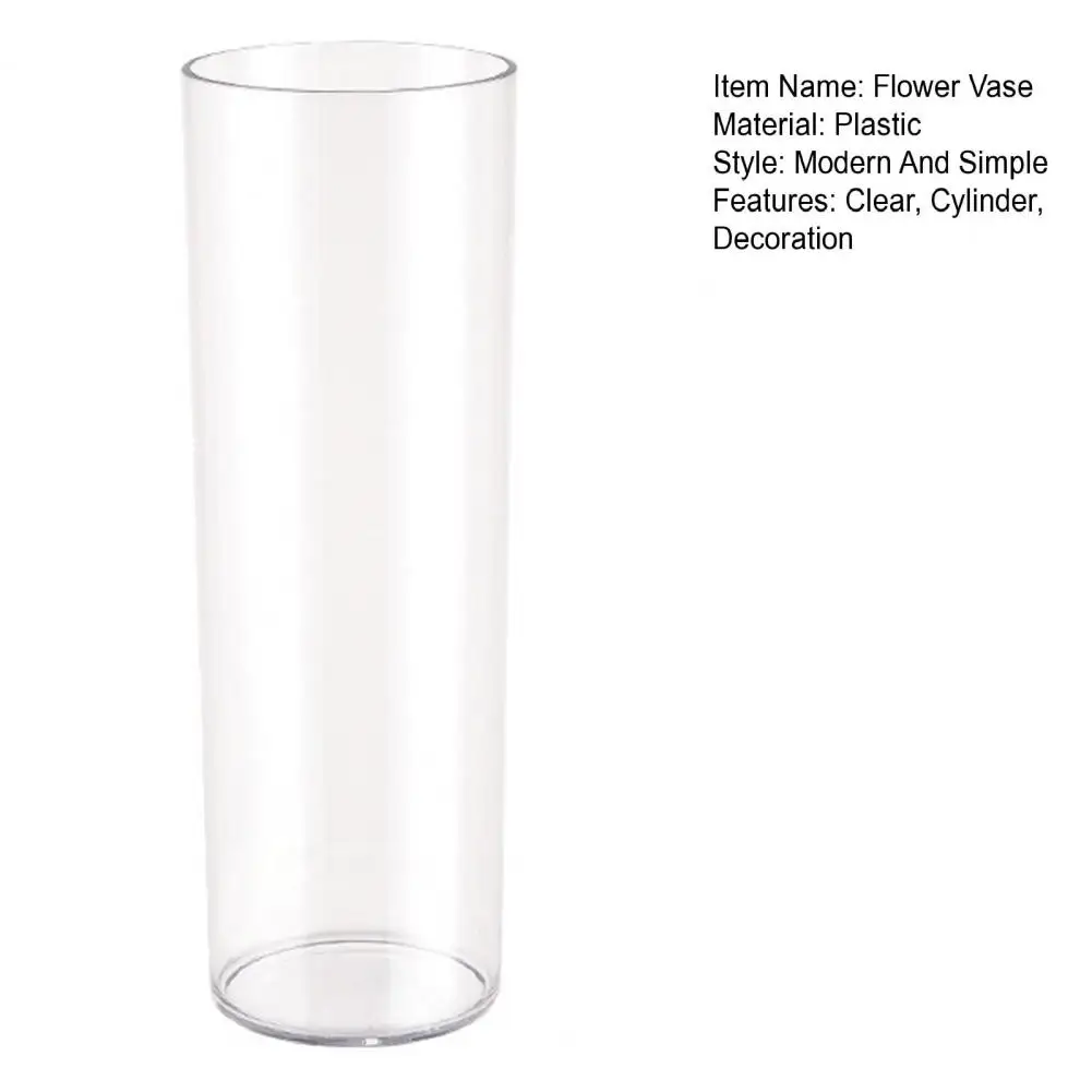 20/25/30/40cm Clear Cylinder Flower Vase Plastic Party Dining Table Centerpiece Hydroponic Holder Plants Container Decoration 5