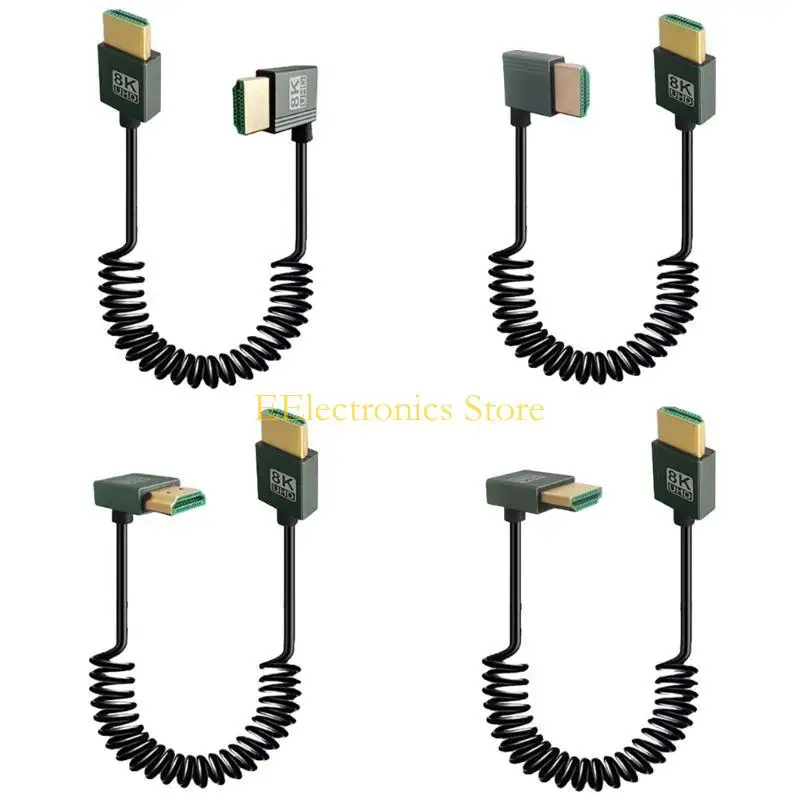 B03C 8K HDMI호환 2.1 코일 케이블, 빠른 속도 48Gbps, PC 및 게임용 금도금 케이블