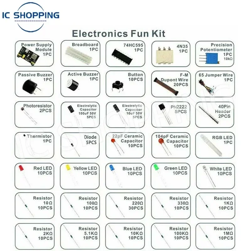 Arduino Electronics Kit 830Pcs DIY Electronics Starter Kit For Arduino UNO R3 Includes Breadboard Tie-points and Electronic Components arduino electronics kit