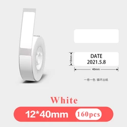 White Matte Thermal Label Printer Stickers, 12x40mm, 160 - Pack (White 12x40mm)