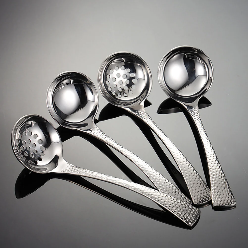 

2 Pcs Metal Ladle Slotted Spoon Cooking Utensils Skimmer Strainer Stainless Steel Soup Kitchenware Housewarming