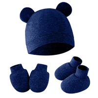 3Pcs/set Newborn Baby Hat Anti Scratch Gloves Protective Foot Cover Anti-grab Infant Mittens Cap & Socks Set 066B 6