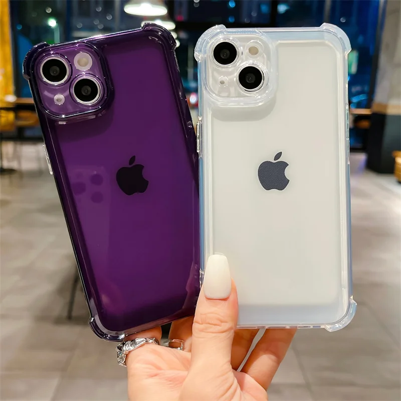 Transparent phone case Four corner bubble protection against falling For iPhone 15 14 13 12 Phone 15 14  13 12 Pro P
