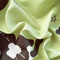 Cat Printed Bed Sheet Green Color Single/Queen/King Size Fitted Sheet with Elastic Band Cartoon Style Bed Sheet for Kids 2