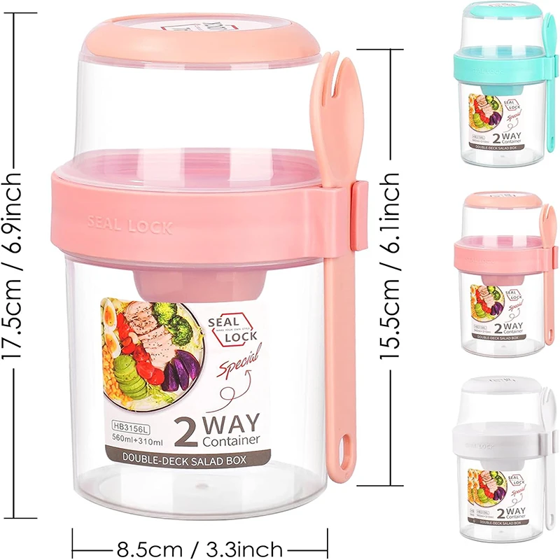 870ML Overnight Oats Jars with Spoon and Lid Milk Fruit Salad Food Storage Jars Portable Cereal Breakfast Cups Kitchen Supplies