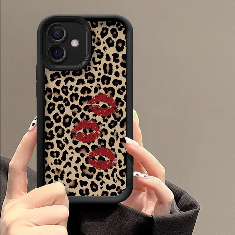 Stylish Retro Black Zebra & Leopard Print Shockproof Silicone Phone Case